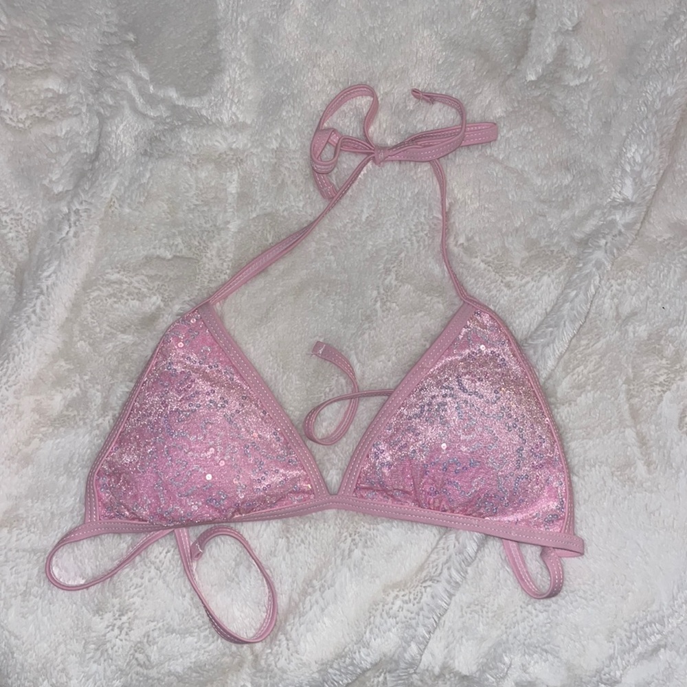 pink sequin bikini top